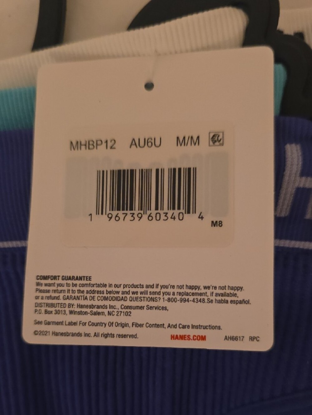 Hanes Womens'' 3-Pack Cotton Blend Briefs - Blue, Teal, White - Picture 8 of 8